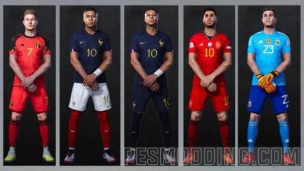 NEW PES 2021 Rebuilt 2023 Kits for Belgium, France, Spain and Argentina