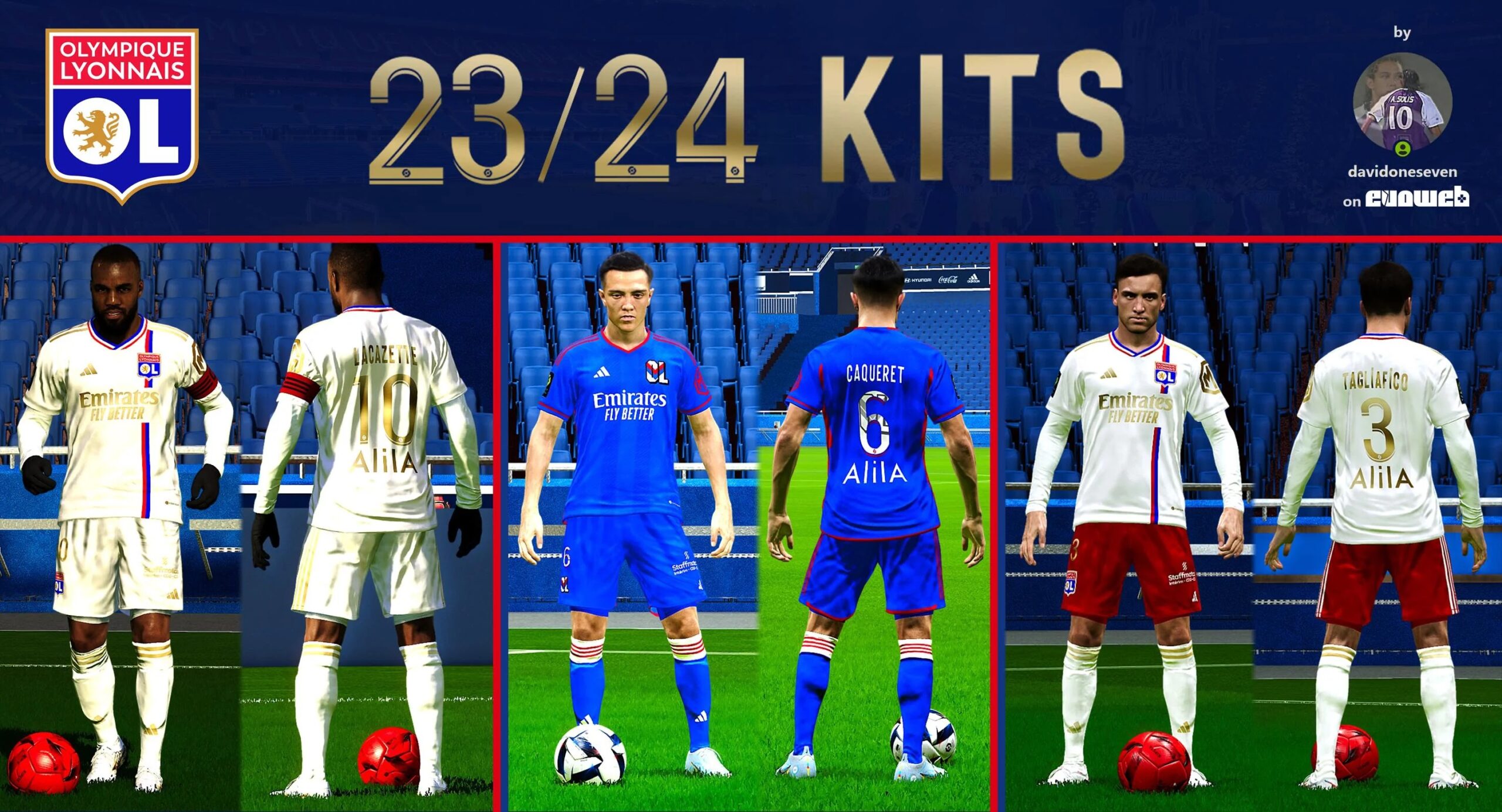 Olympique Lyonnais 2023/24 Kits [PES 2021]