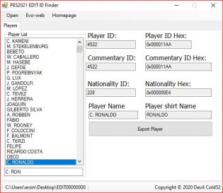 PES2021 EDIT ID Finder