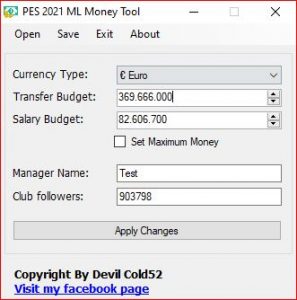 PES 2021 ML Money Tool