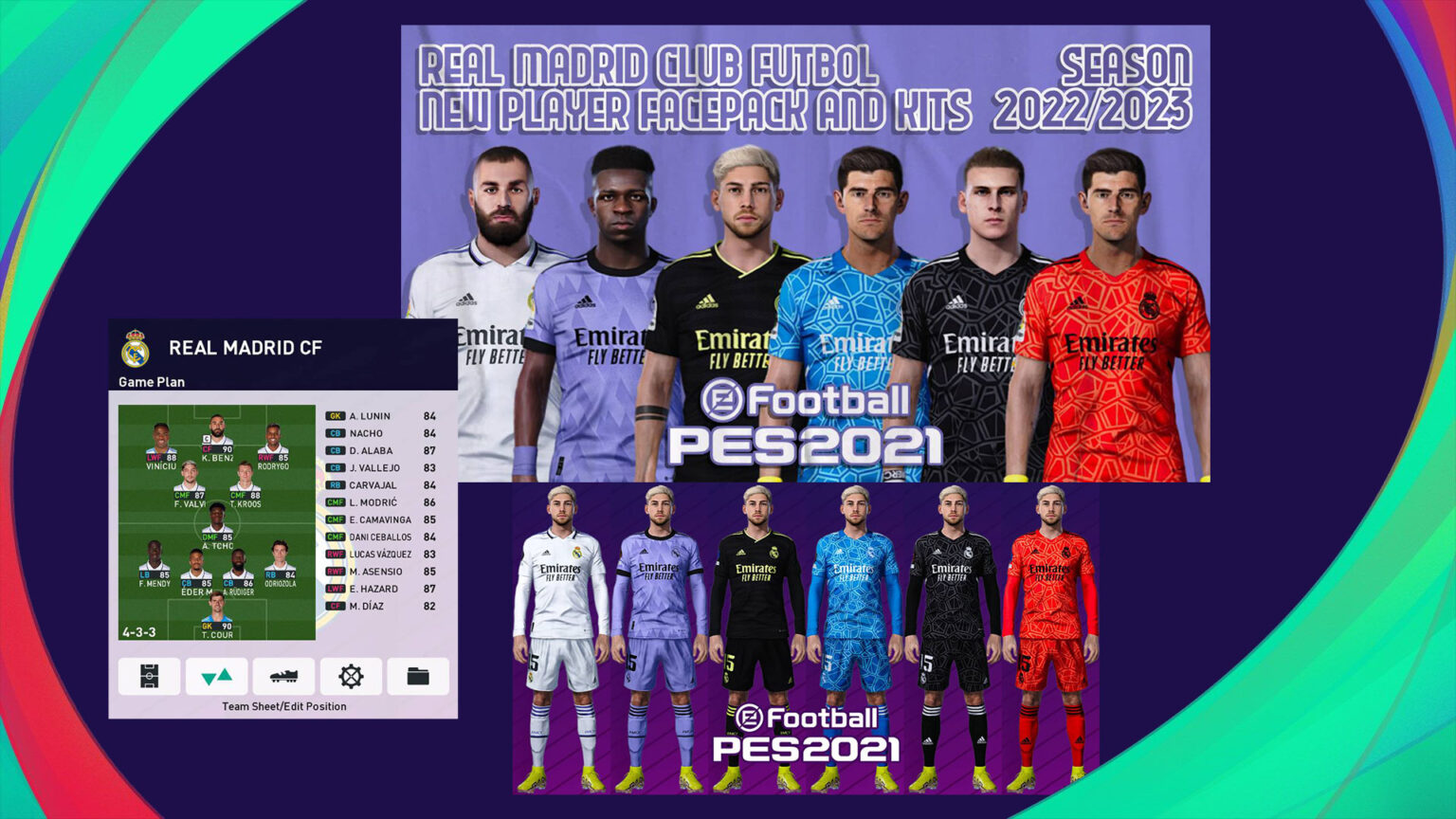 PES 2021 Real Madrid Add-on: Players Facepack, Minifaces, and Kits Pack ...