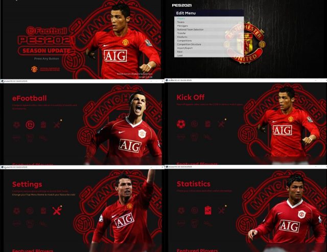 Ronaldo manchester 2006 menu for pes2021 by milad behzadi